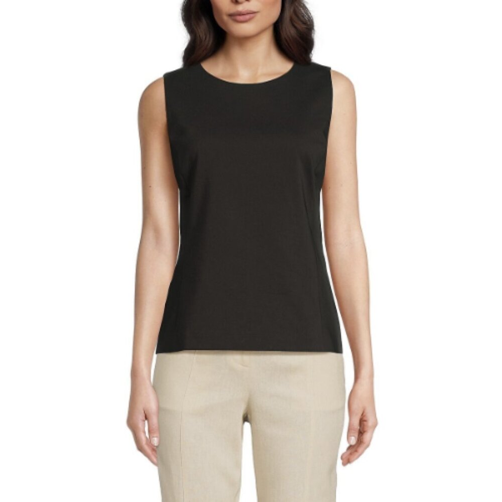 Halston Women's Sleeveless Cotton-Blend Top, Black, NWT
